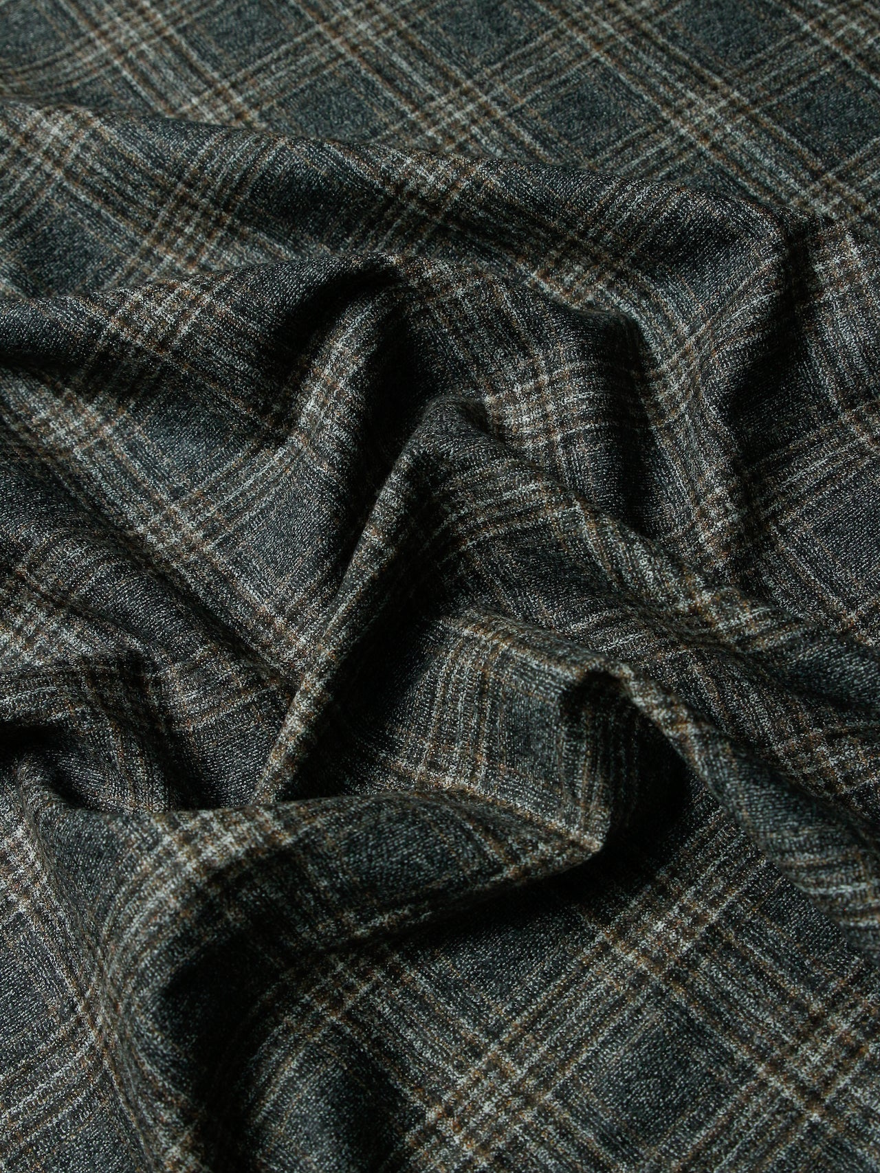 2000's Wool Classic Brown Check Fabric
